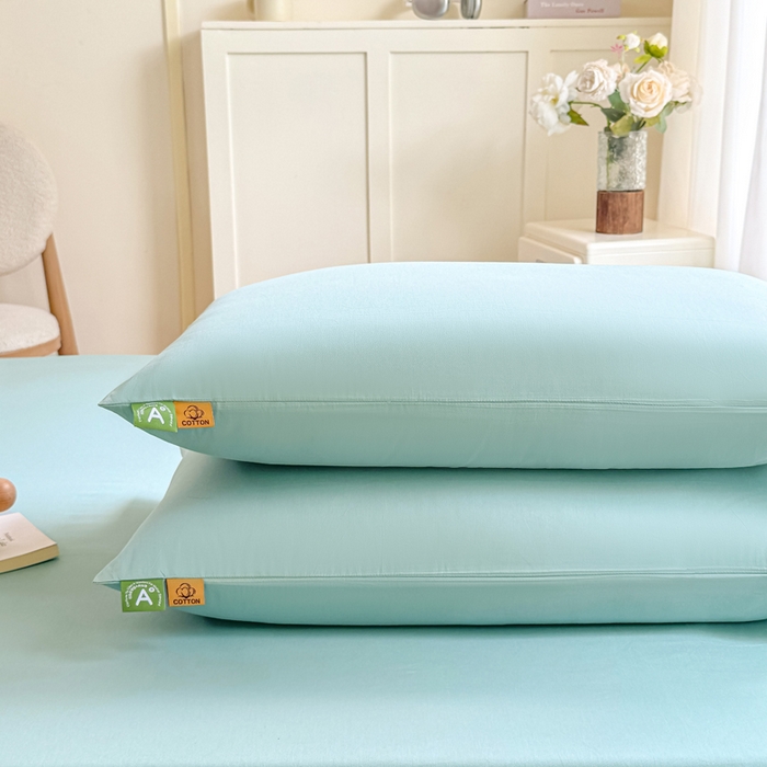 91家纺网 家纺一手货源 找家纺 凡客家居 2025新款全棉纯色简约枕套系列 氧气蓝