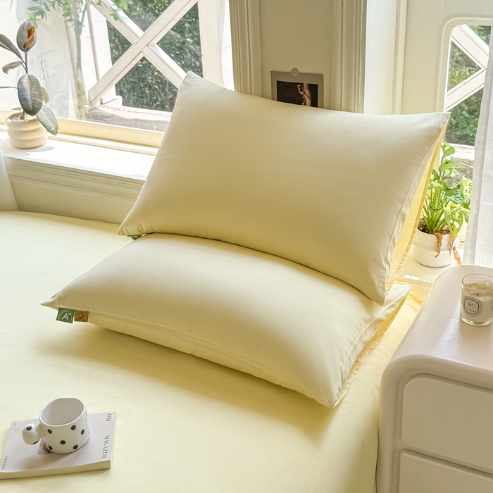 91家纺网 家纺一手货源 找家纺 凡客家居 2025新款全棉纯色简约枕套系列 茉莉黄