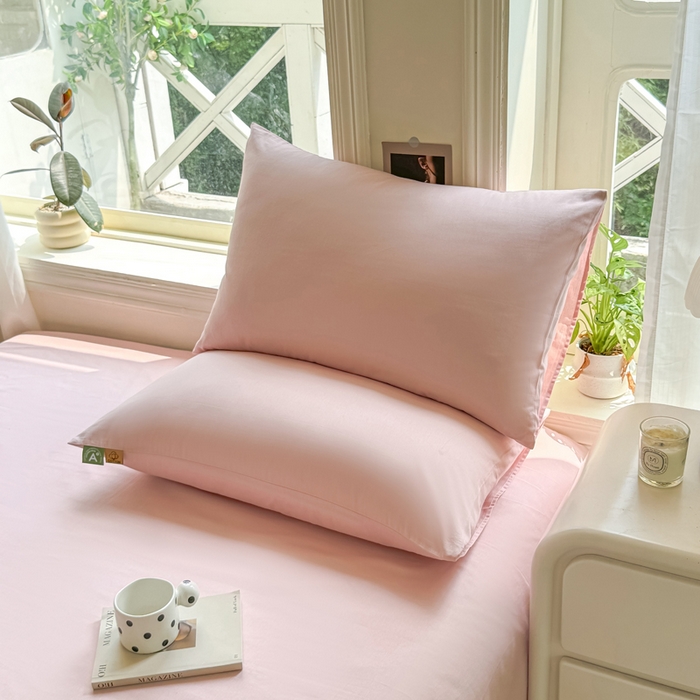 91家纺网 家纺一手货源 找家纺 凡客家居 2025新款全棉纯色简约枕套系列 仙女粉