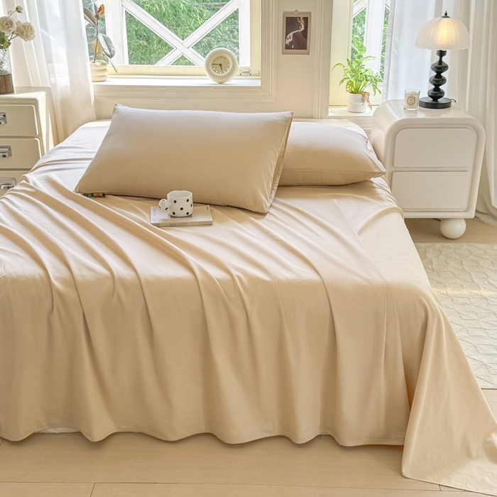 91家纺网 家纺一手货源 找家纺 凡客家居 2025新款全棉纯色简约枕套系列 奶茶