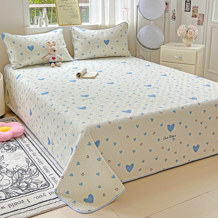 91家纺网 家纺一手货源 找家纺 羽爱家纺 2025新款A类双面印花全棉水洗床盖套件-三件套 心相印