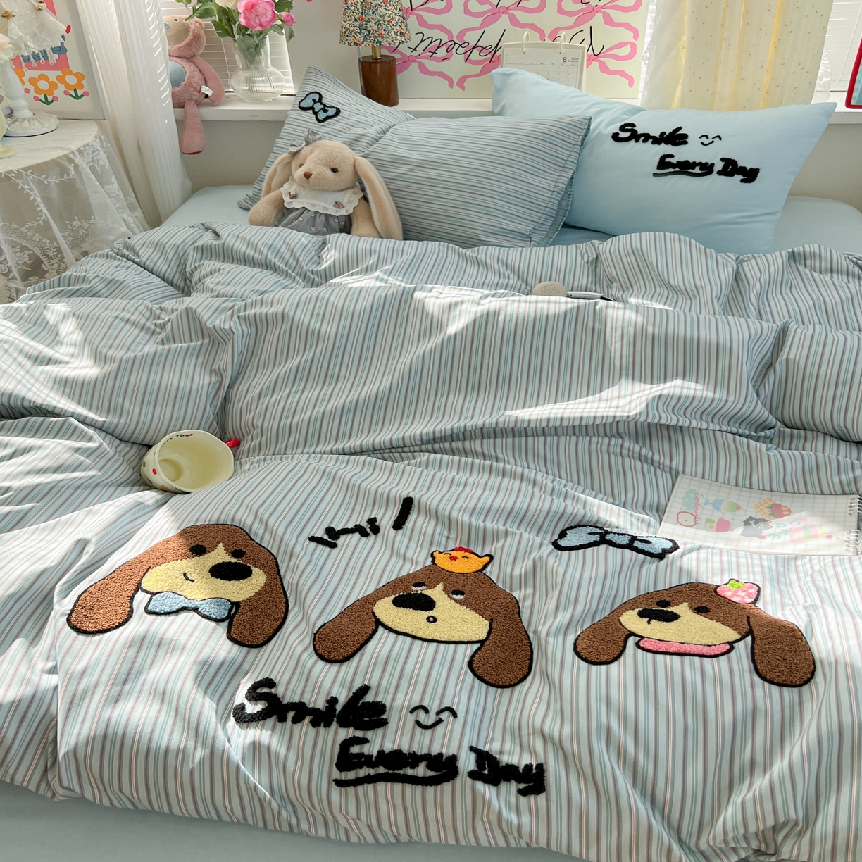 91家纺网 家纺一手货源 找家纺 （总）子钦家纺 2025新款云朵棉水洗棉INS风毛巾绣四件套