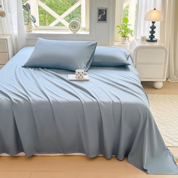 91家纺网 家纺一手货源 找家纺 凡客家居 2025新款全棉纯色简约枕套系列 蔚蓝