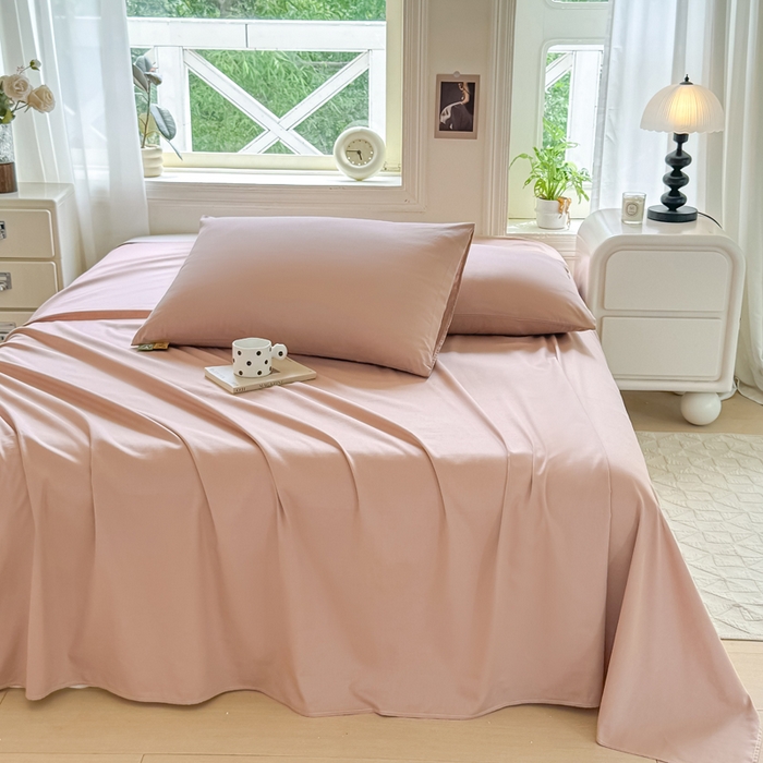 91家纺网 家纺一手货源 找家纺 凡客家居 2025新款全棉纯色简约枕套系列 豆沙粉