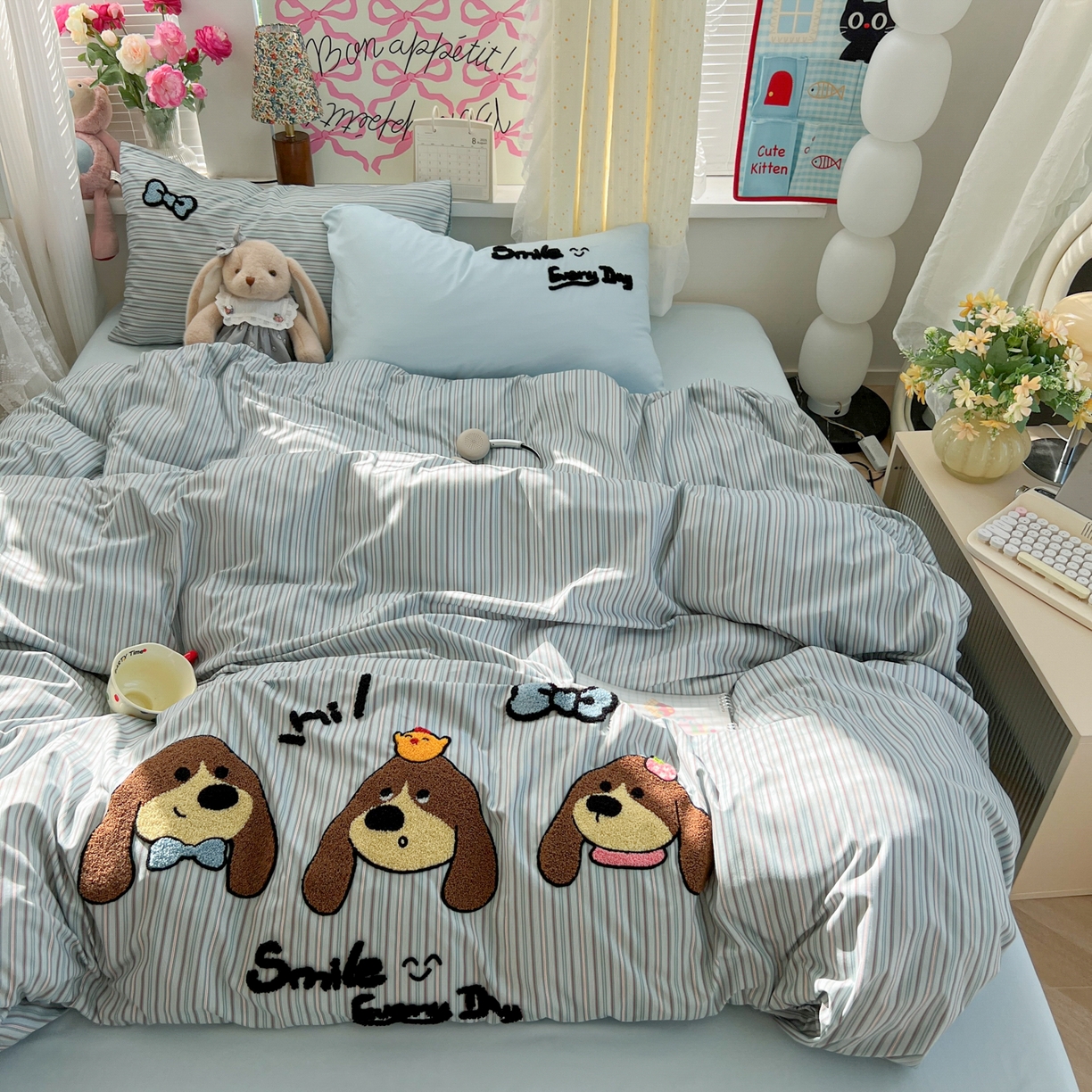 91家纺网 家纺一手货源 找家纺 （总）子钦家纺 2025新款云朵棉水洗棉INS风毛巾绣四件套