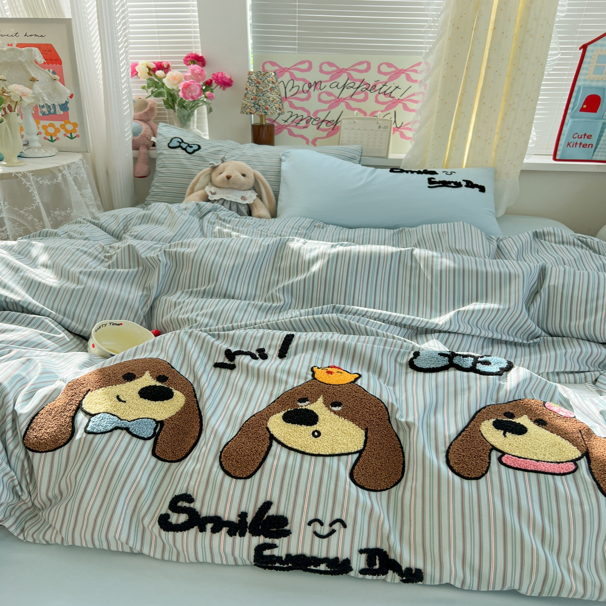 91家纺网 家纺一手货源 找家纺 （总）子钦家纺 2025新款云朵棉水洗棉INS风毛巾绣四件套