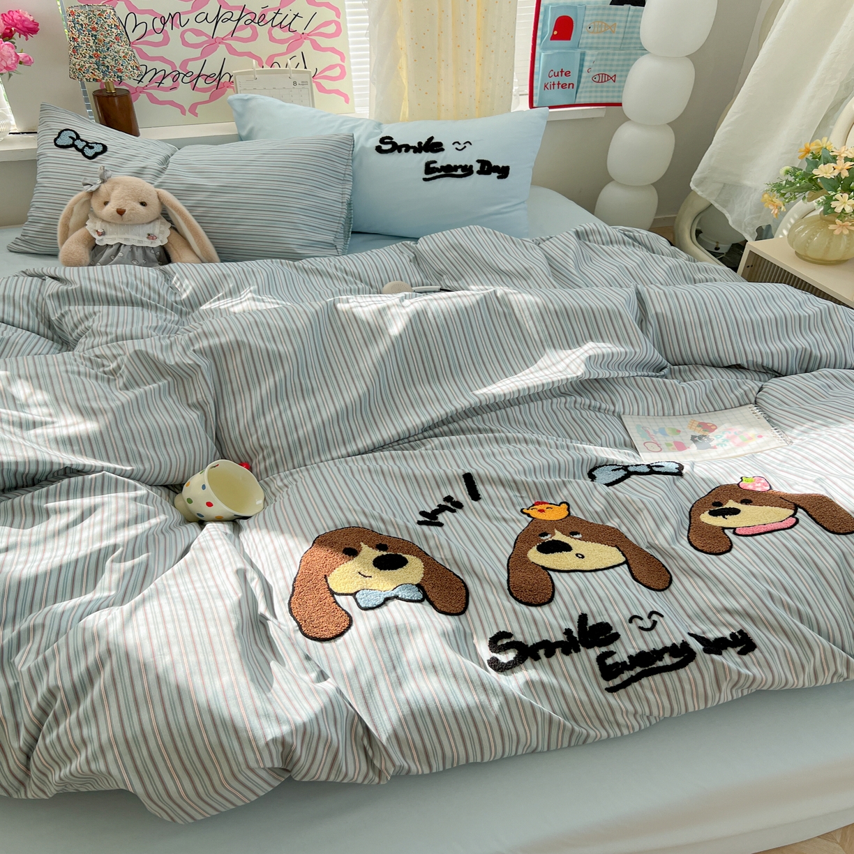 91家纺网 家纺一手货源 找家纺 （总）子钦家纺 2025新款云朵棉水洗棉INS风毛巾绣四件套