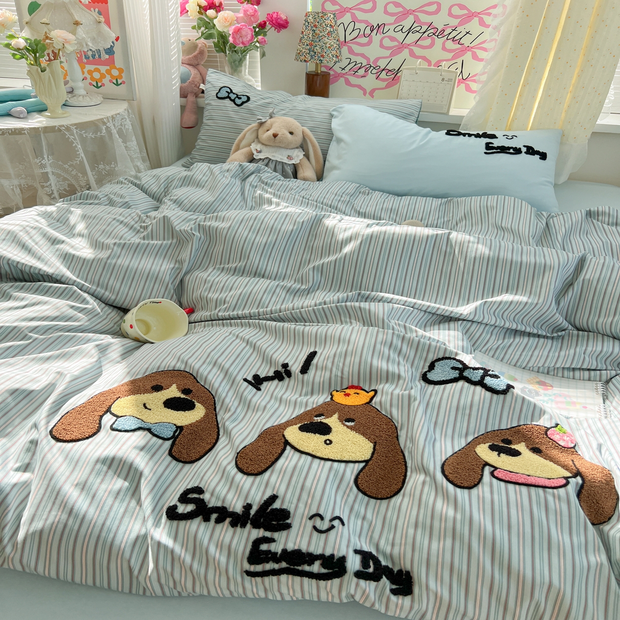 91家纺网 家纺一手货源 找家纺 （总）子钦家纺 2025新款云朵棉水洗棉INS风毛巾绣四件套