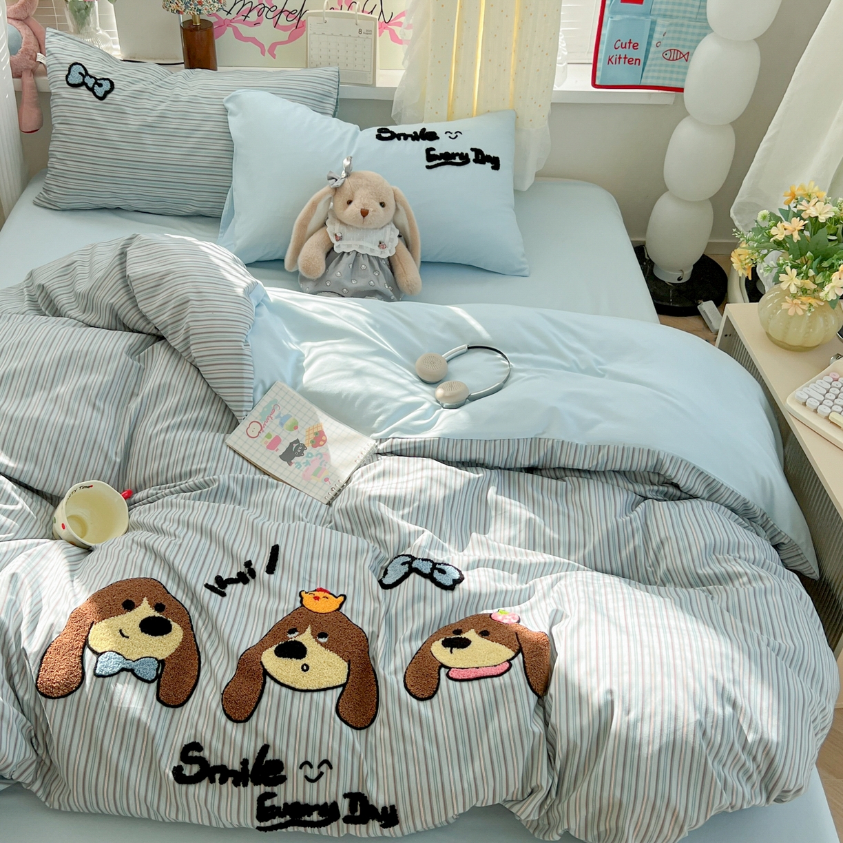 91家纺网 家纺一手货源 找家纺 （总）子钦家纺 2025新款云朵棉水洗棉INS风毛巾绣四件套