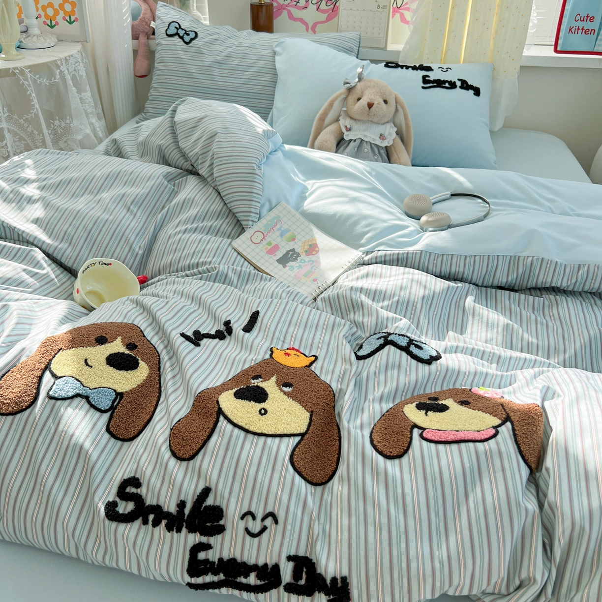 91家纺网 家纺一手货源 找家纺 （总）子钦家纺 2025新款云朵棉水洗棉INS风毛巾绣四件套