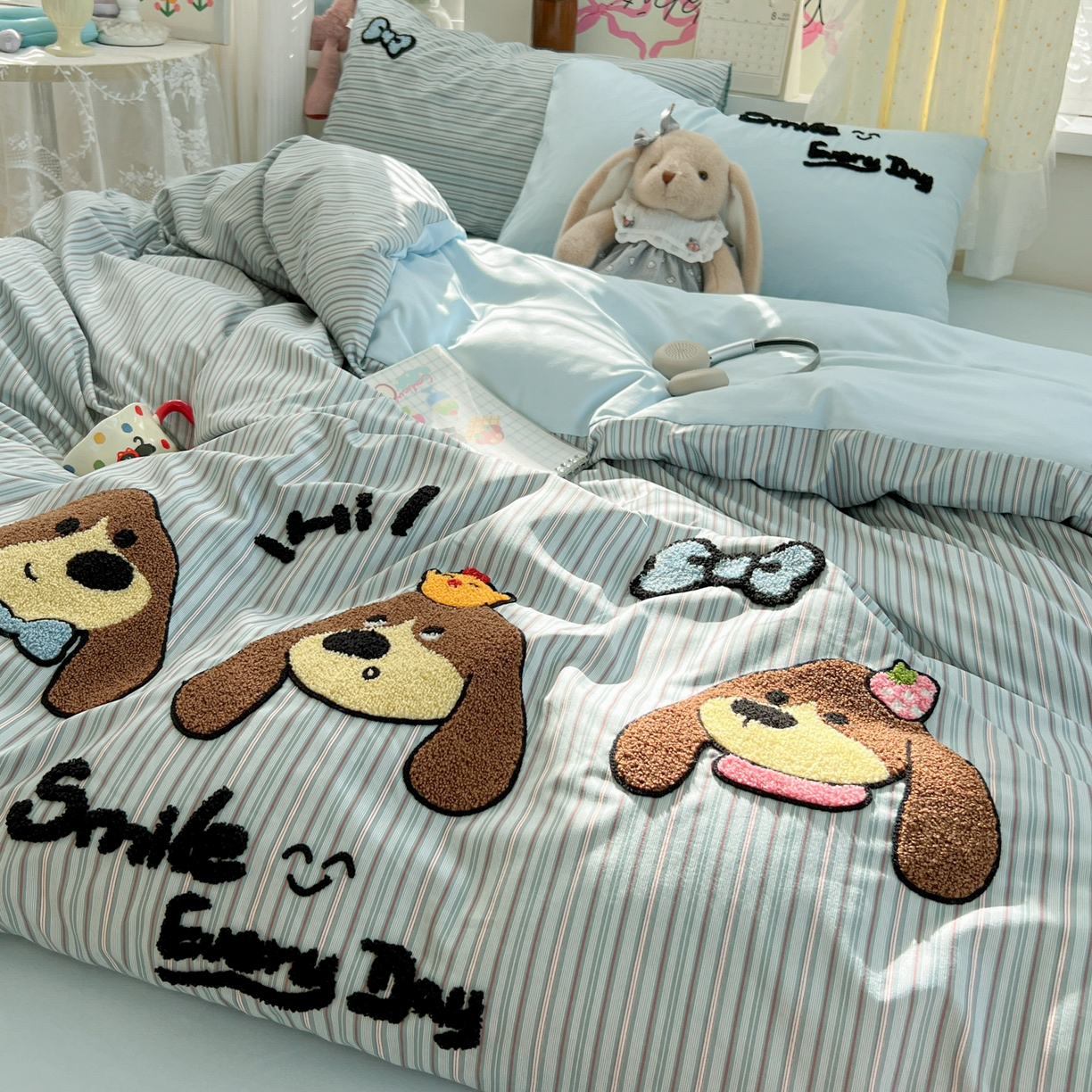 91家纺网 家纺一手货源 找家纺 （总）子钦家纺 2025新款云朵棉水洗棉INS风毛巾绣四件套