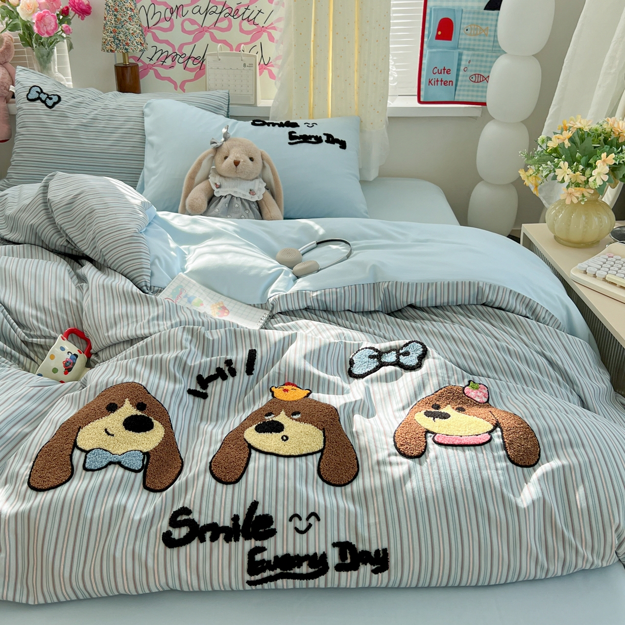 91家纺网 家纺一手货源 找家纺 （总）子钦家纺 2025新款云朵棉水洗棉INS风毛巾绣四件套