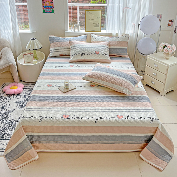 羽爱家纺 2025新款A类双面印花全棉水洗床盖套件-三件套 心悦