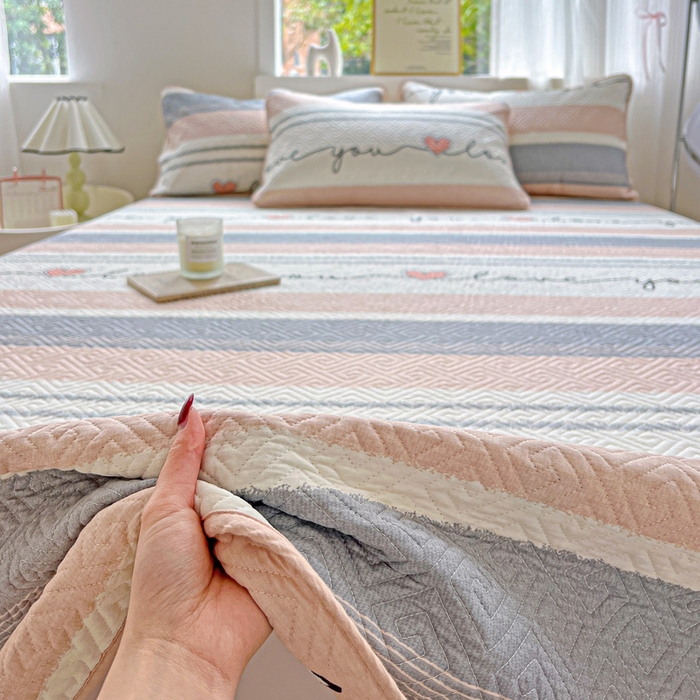 91家纺网 家纺一手货源 找家纺 羽爱家纺 2025新款A类双面印花全棉水洗床盖套件-三件套 心悦