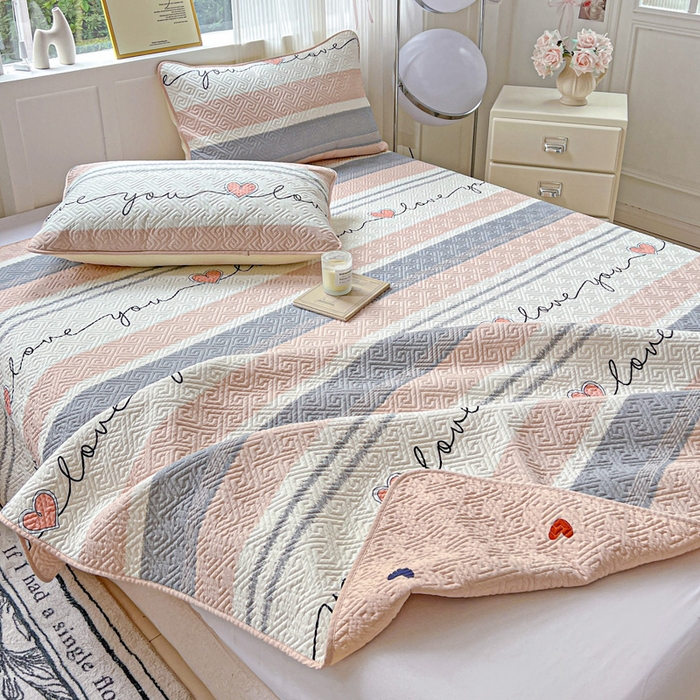 91家纺网 家纺一手货源 找家纺 羽爱家纺 2025新款A类双面印花全棉水洗床盖套件-三件套 心悦