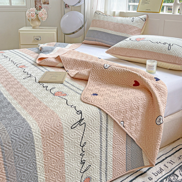 91家纺网 家纺一手货源 找家纺 羽爱家纺 2025新款A类双面印花全棉水洗床盖套件-三件套 心悦