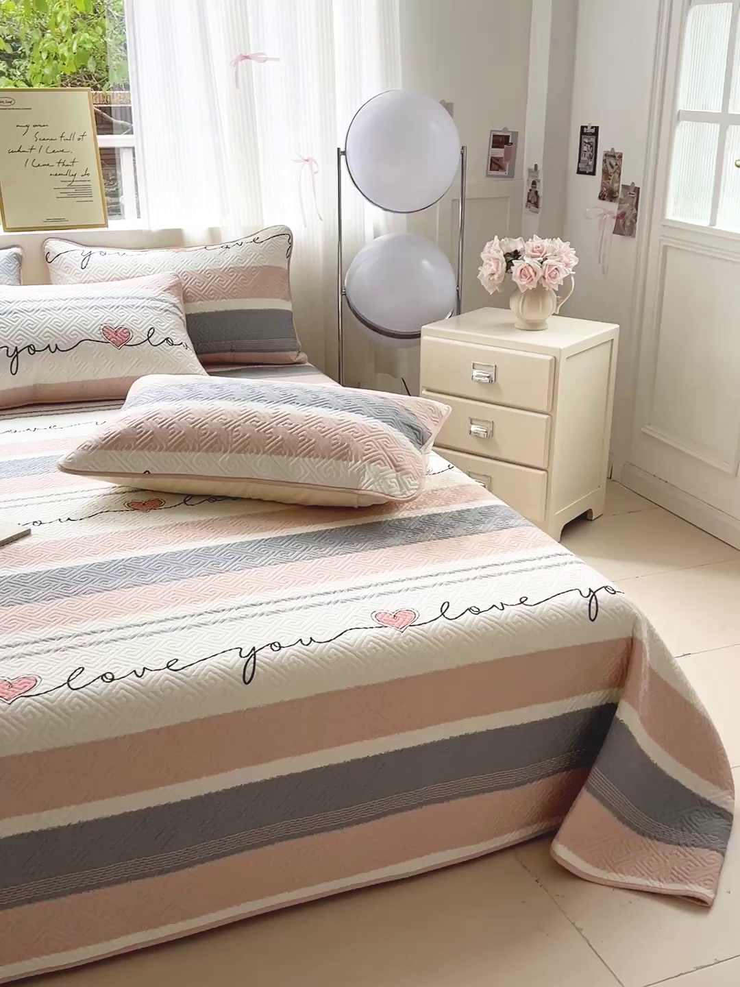 91家纺网 家纺一手货源 找家纺 羽爱家纺 2025新款A类双面印花全棉水洗床盖套件-三件套 心悦