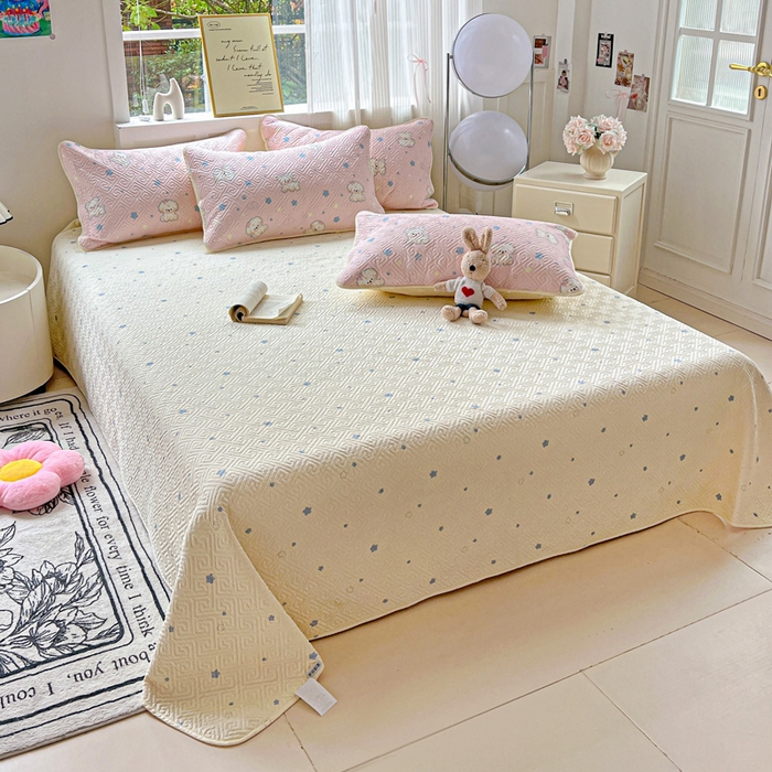 91家纺网 家纺一手货源 找家纺 羽爱家纺 2025新款A类双面印花全棉水洗床盖套件-三件套 星星汪