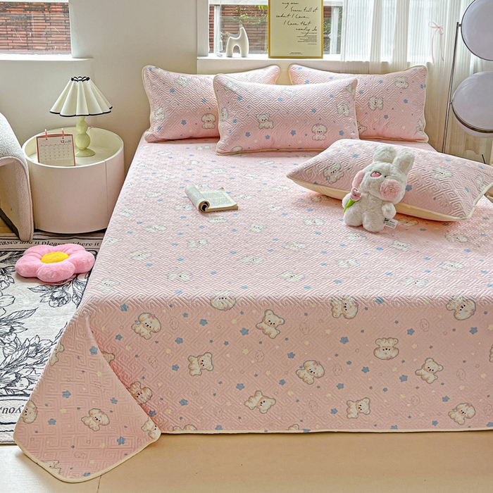 91家纺网 家纺一手货源 找家纺 羽爱家纺 2025新款A类双面印花全棉水洗床盖套件-三件套 星星汪