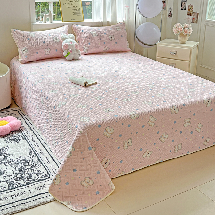 91家纺网 家纺一手货源 找家纺 羽爱家纺 2025新款A类双面印花全棉水洗床盖套件-三件套 星星汪