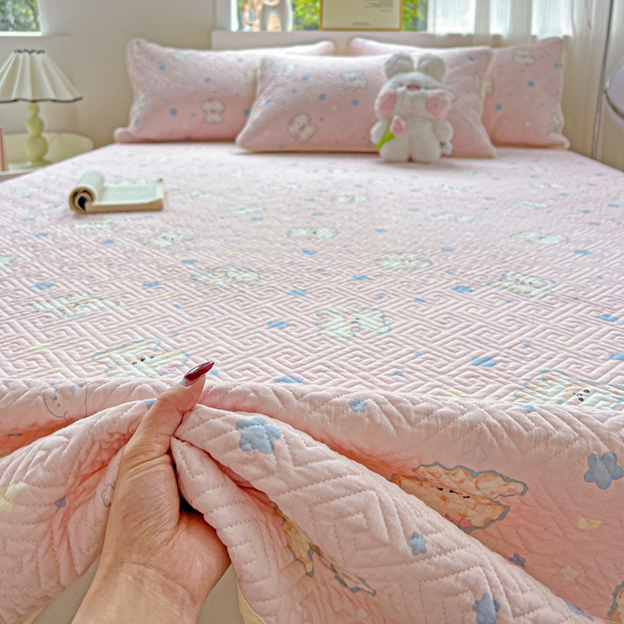 91家纺网 家纺一手货源 找家纺 羽爱家纺 2025新款A类双面印花全棉水洗床盖套件-三件套 星星汪