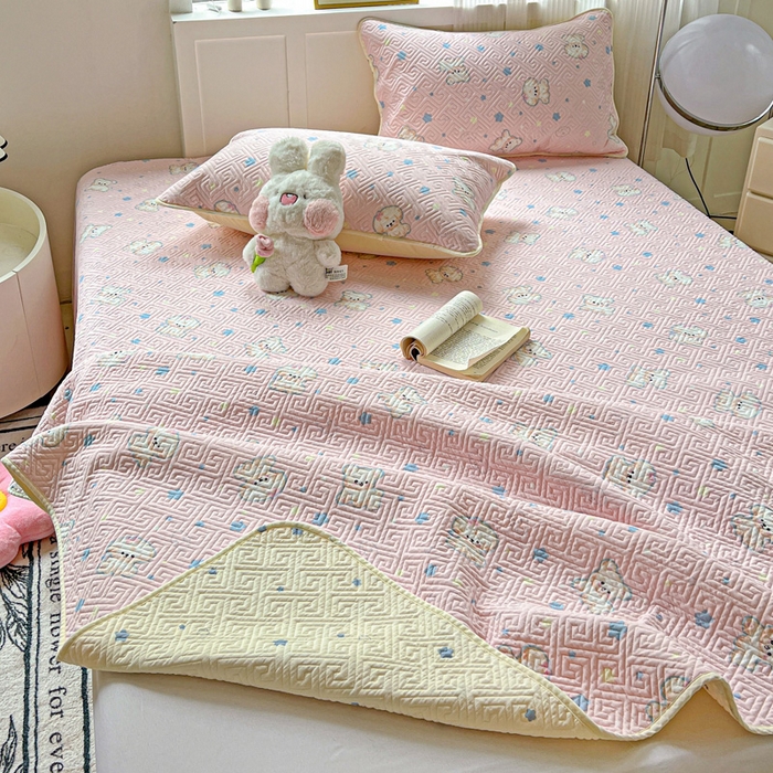 91家纺网 家纺一手货源 找家纺 羽爱家纺 2025新款A类双面印花全棉水洗床盖套件-三件套 星星汪