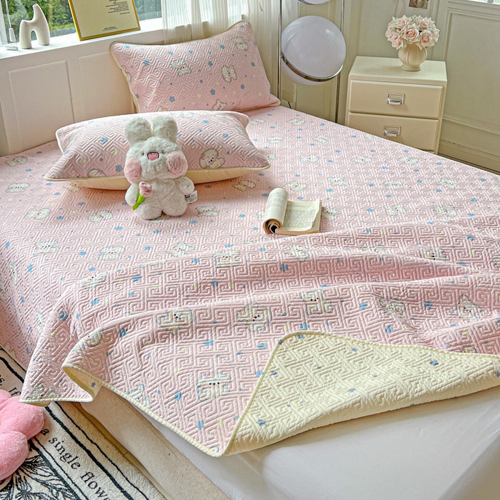 91家纺网 家纺一手货源 找家纺 羽爱家纺 2025新款A类双面印花全棉水洗床盖套件-三件套 星星汪