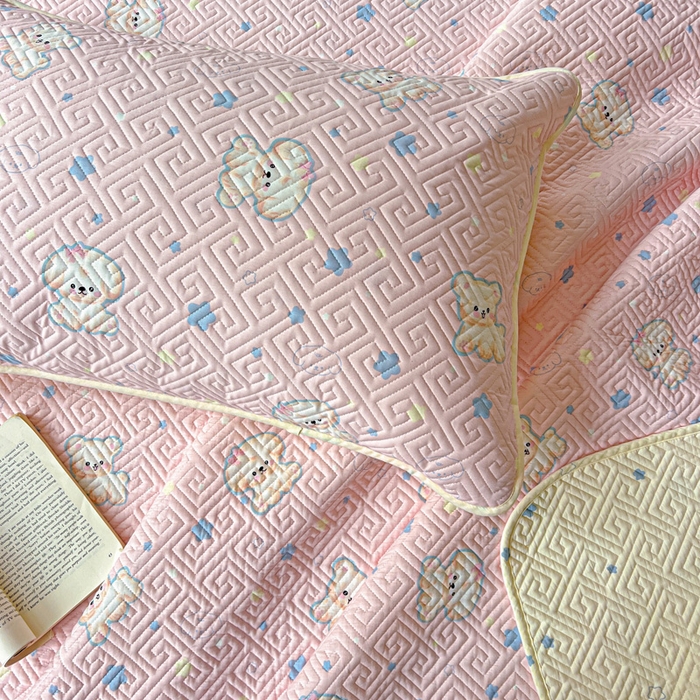 91家纺网 家纺一手货源 找家纺 羽爱家纺 2025新款A类双面印花全棉水洗床盖套件-三件套 星星汪