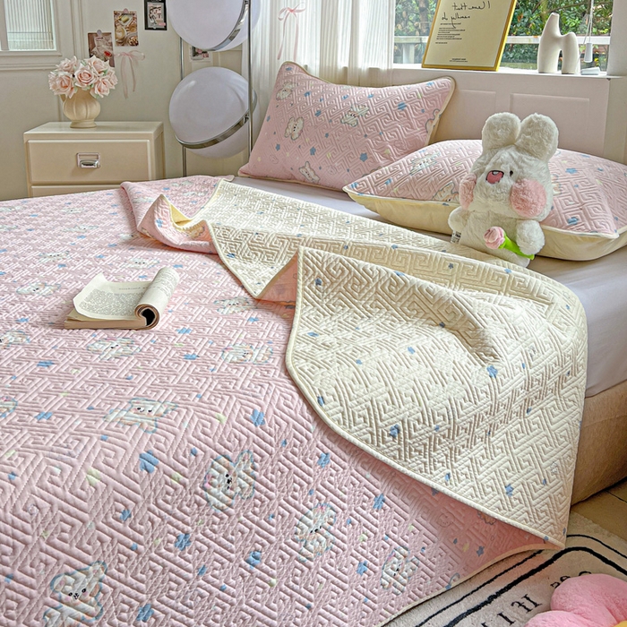 91家纺网 家纺一手货源 找家纺 羽爱家纺 2025新款A类双面印花全棉水洗床盖套件-三件套 星星汪