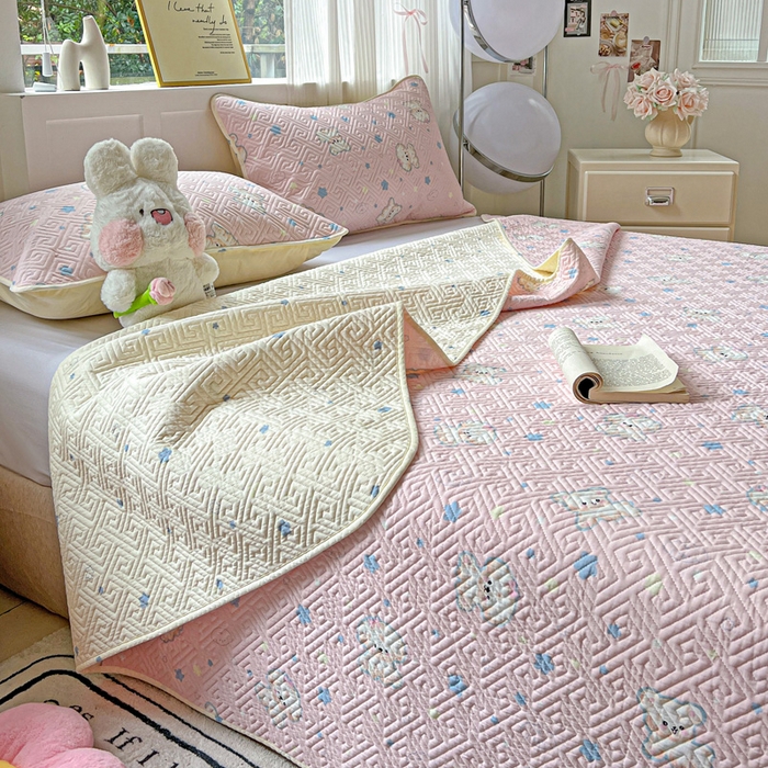 91家纺网 家纺一手货源 找家纺 羽爱家纺 2025新款A类双面印花全棉水洗床盖套件-三件套 星星汪