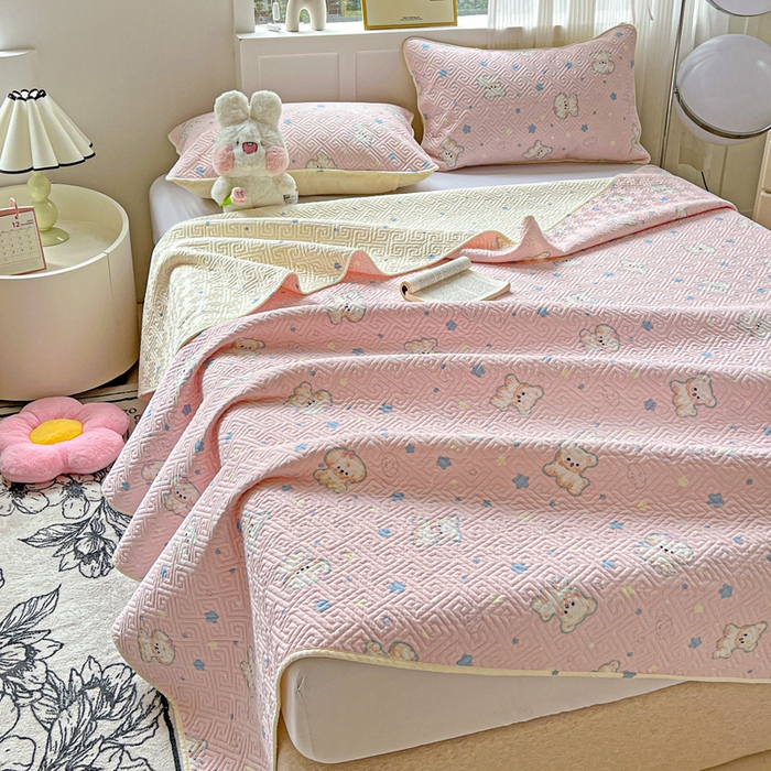 91家纺网 家纺一手货源 找家纺 羽爱家纺 2025新款A类双面印花全棉水洗床盖套件-三件套 星星汪