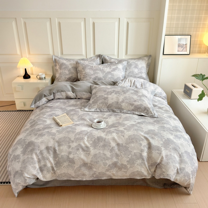 91家纺网 家纺一手货源 找家纺 曼之夏 2025新款原棉加厚磨毛印花四件套 春风十里