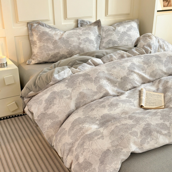 91家纺网 家纺一手货源 找家纺 曼之夏 2025新款原棉加厚磨毛印花四件套 春风十里