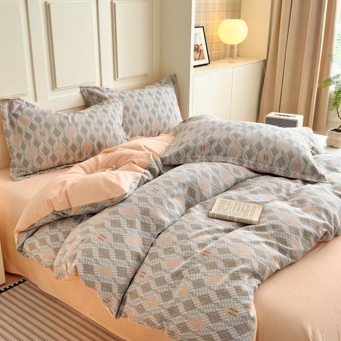 91家纺网 家纺一手货源 找家纺 曼之夏 2025新款原棉加厚磨毛印花四件套 大都会