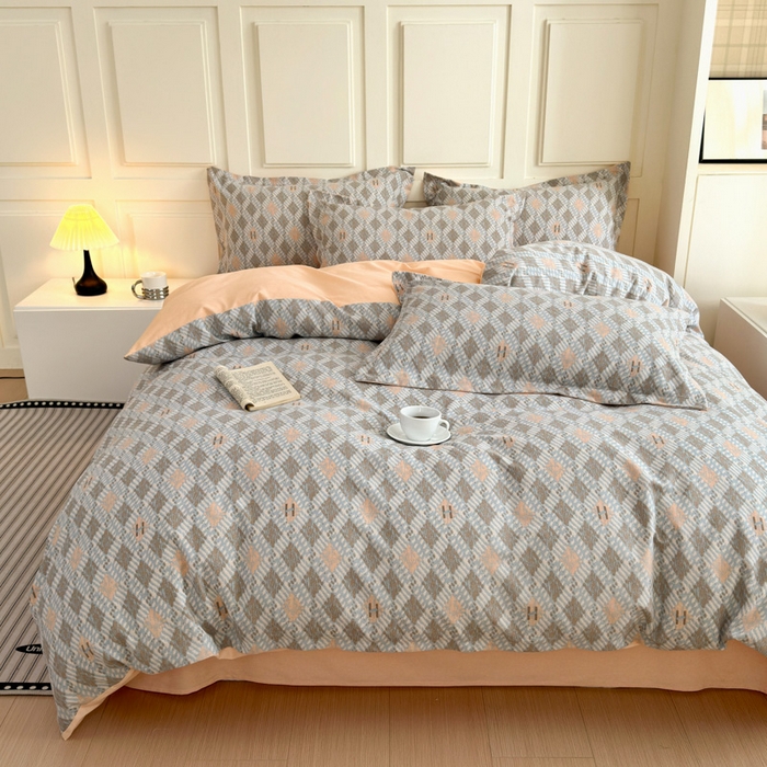 91家纺网 家纺一手货源 找家纺 曼之夏 2025新款原棉加厚磨毛印花四件套 大都会