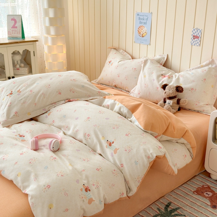 91家纺网 家纺一手货源 找家纺 曼之夏 2025新款原棉加厚磨毛印花四件套 简兮