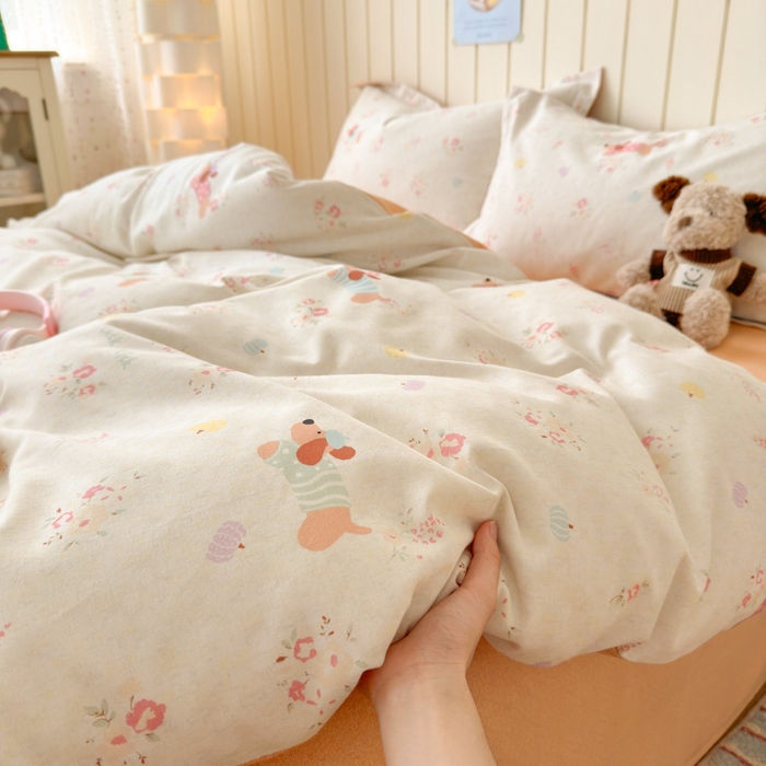 91家纺网 家纺一手货源 找家纺 曼之夏 2025新款原棉加厚磨毛印花四件套 简兮