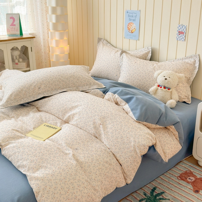 91家纺网 家纺一手货源 找家纺 曼之夏 2025新款原棉加厚磨毛印花四件套 麦琪熊