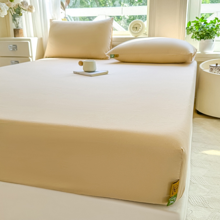 91家纺网 家纺一手货源 找家纺 凡客家居 2025新款全棉纯色简约床笠系列 奶茶