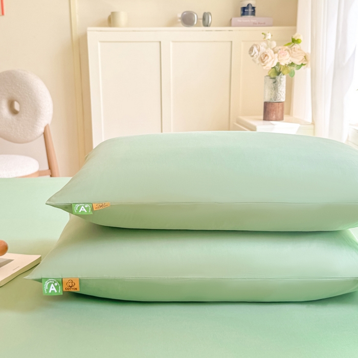 91家纺网 家纺一手货源 找家纺 凡客家居 2025新款全棉纯色简约床笠系列 中绿