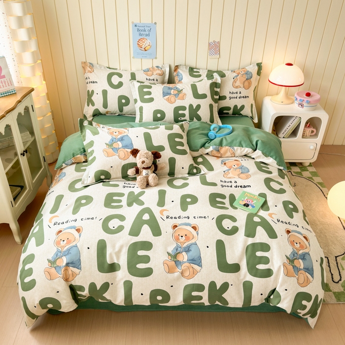 91家纺网 家纺一手货源 找家纺 曼之夏 2025新款原棉加厚磨毛印花四件套 梦游记