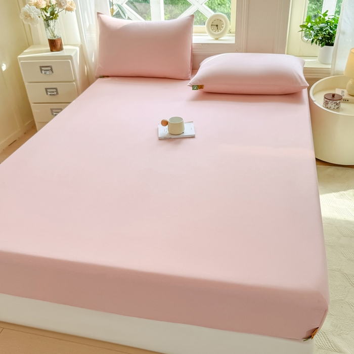 91家纺网 家纺一手货源 找家纺 凡客家居 2025新款全棉纯色简约床笠系列 仙女粉