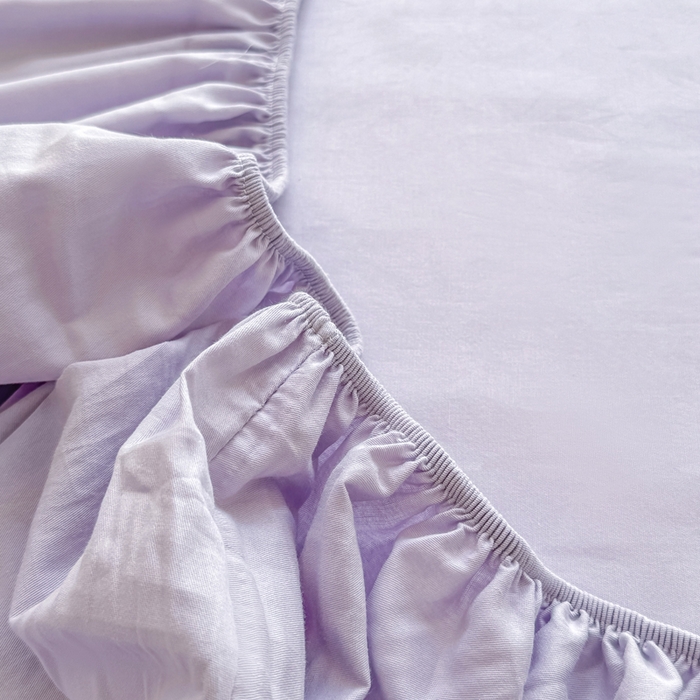 91家纺网 家纺一手货源 找家纺 凡客家居 2025新款全棉纯色简约床笠系列 丁香紫