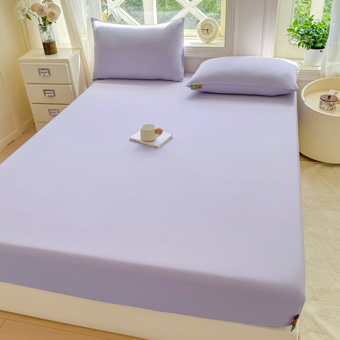 91家纺网 家纺一手货源 找家纺 凡客家居 2025新款全棉纯色简约床笠系列 丁香紫