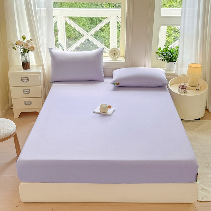 91家纺网 家纺一手货源 找家纺 凡客家居 2025新款全棉纯色简约床笠系列 丁香紫