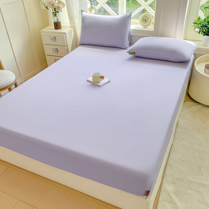 91家纺网 家纺一手货源 找家纺 凡客家居 2025新款全棉纯色简约床笠系列 丁香紫