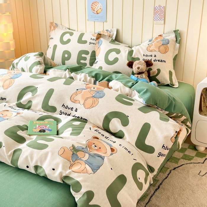 91家纺网 家纺一手货源 找家纺 曼之夏 2025新款原棉加厚磨毛印花四件套 梦游记