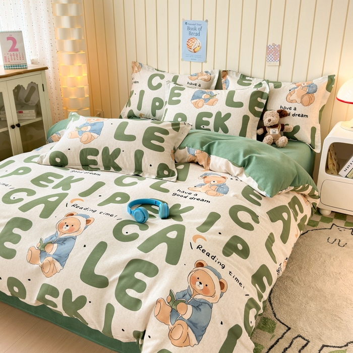 91家纺网 家纺一手货源 找家纺 曼之夏 2025新款原棉加厚磨毛印花四件套 梦游记