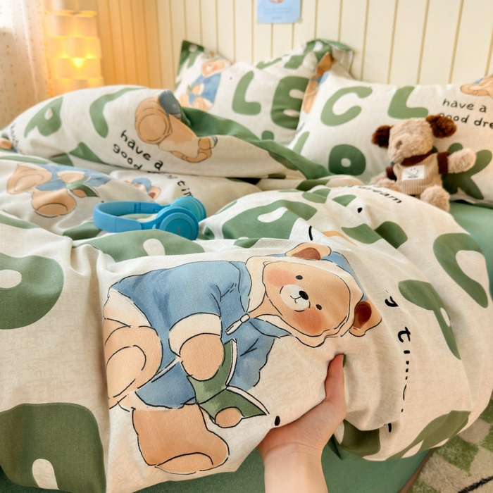 91家纺网 家纺一手货源 找家纺 曼之夏 2025新款原棉加厚磨毛印花四件套 梦游记