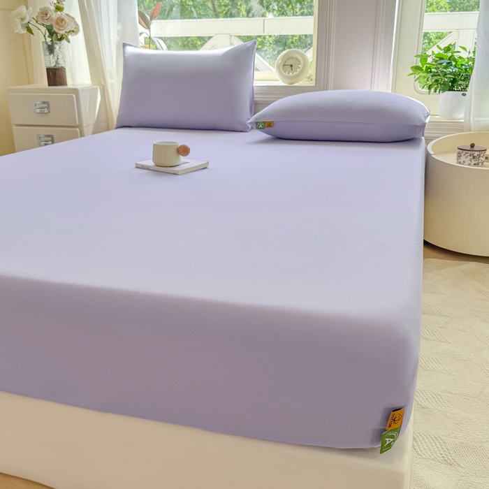 91家纺网 家纺一手货源 找家纺 凡客家居 2025新款全棉纯色简约床笠系列 丁香紫